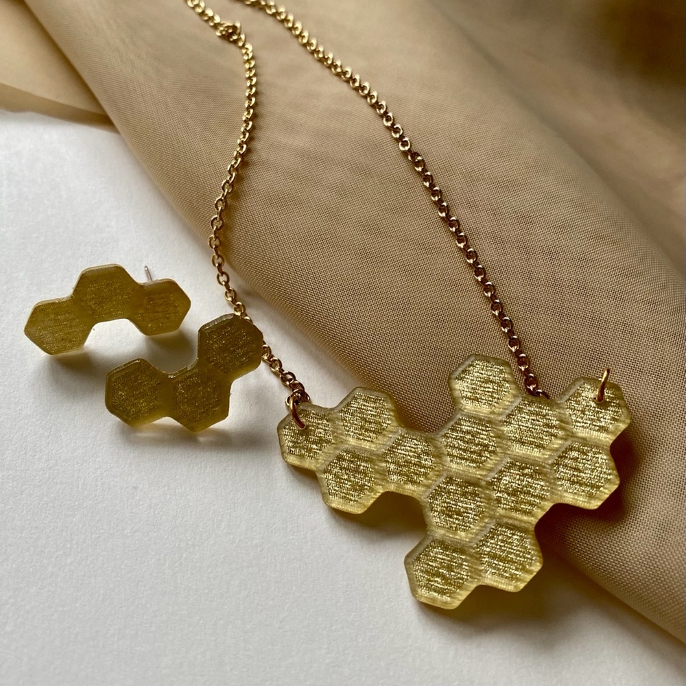 Honeycomb Necklace and Earring Set
